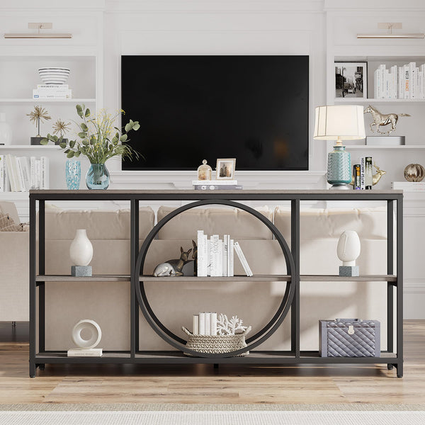 70.9" 3-Tier Console Table | Metal Frame & Wood Shelves