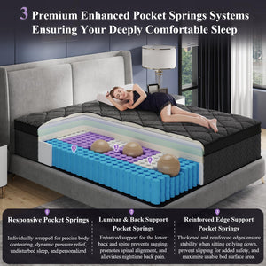 12 Inch Hybrid Mattress in a Box – Cooling Gel Memory Foam & Pocket Springs
