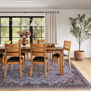 Purple Multi-Color Boho Area Rug – Ultra-Thin, Non-Slip, Machine Washable