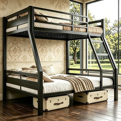 Metal Bunk Bed Twin over Full with Full-Length Guardrail