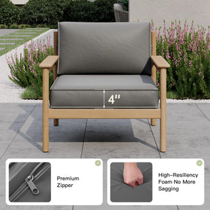 Breezestival Patio Furniture Replacement Cushions for Outdoor Furniture Set of 4, Thick Patio Sofa Cushions for Outdoor Furniture, 9-Piece Splashproof Fade Resistant Cushions for Outdoor Couch, Grey