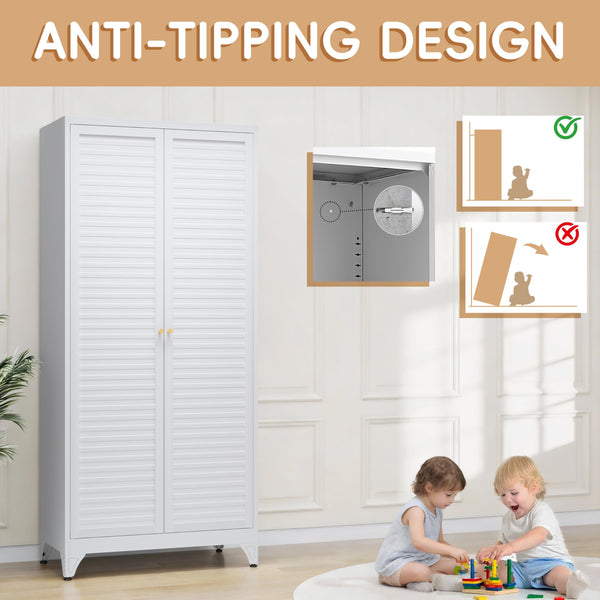 Metal Wardrobe Closet with Doors & Adjustable Shelves