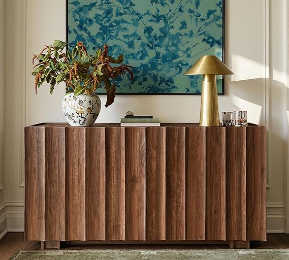 Fluted Sideboard Buffet Cabinet with Storage, 65"