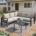 L-Shaped Outdoor Sectional Sofa Set with Coffee Table