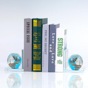 Glass Sea Wave Bookends Set of 2