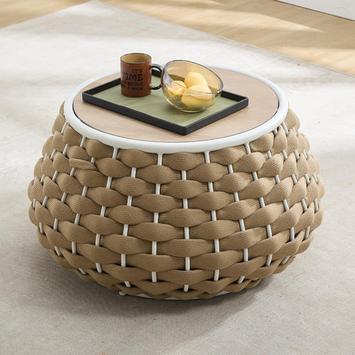 30.5" Round Outdoor Patio Side Table with Removable Lid