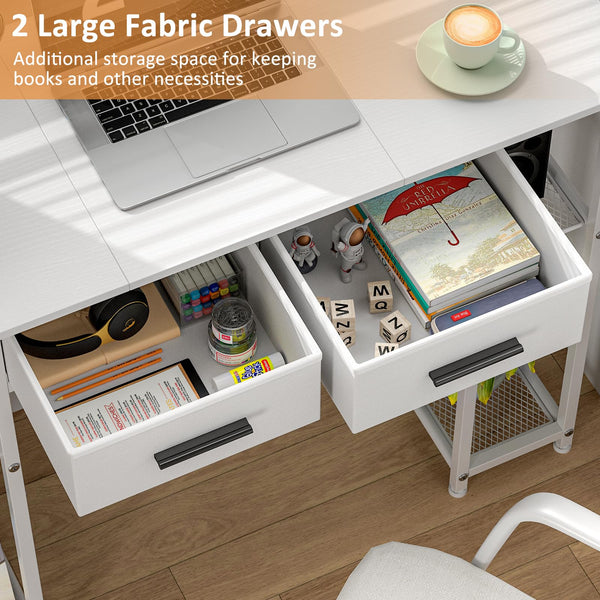 Computer Desk with Drawers and Storage Shelves