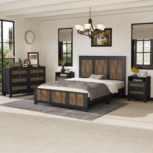 Queen Bedroom Set – Platform Bed, Dresser & 2 Nightstands