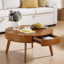 Round Coffee Table with 2-Tier Storage