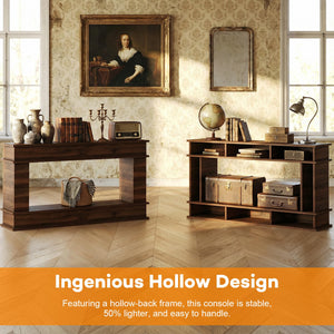 63-Inch Farmhouse Console Table with Open Shelves