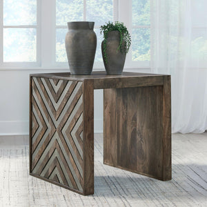 Rustic End Table with Diamond Pattern