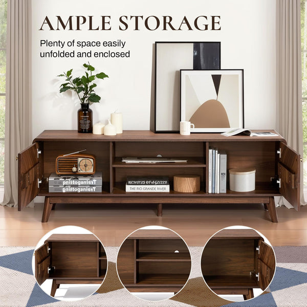 63" Mid-Century Modern TV Stand with Storage