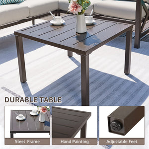 6-Piece L-Shape Outdoor Patio Sectional Sofa Set with Metal Frame & Olefin Cushions