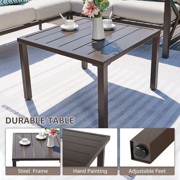 6-Piece L-Shape Outdoor Patio Sectional Sofa Set with Metal Frame & Olefin Cushions