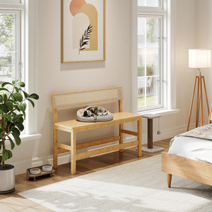 Bamboo Dining Bench with Back