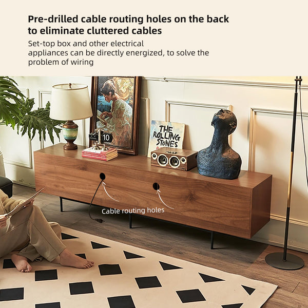 Mid-Century Modern TV Stand with 4 Storage Cabinets