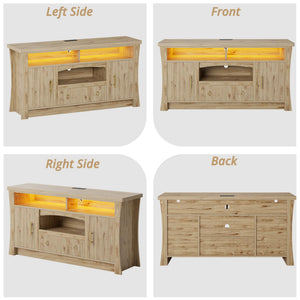 TV Stand with LED Lights & Power Outlet, 65 Inch