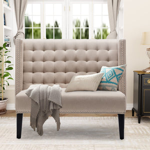 Tufted Loveseat Sofa with Wingback & Nail Head Trim