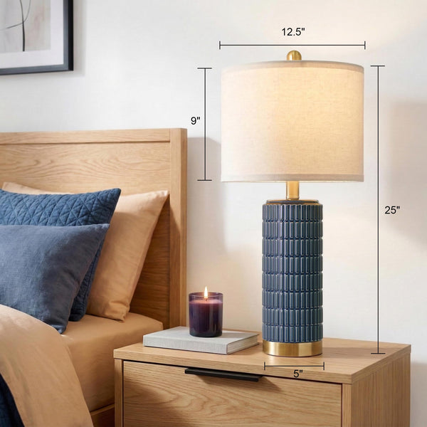 25" Ceramic Table Lamps Set of 2 with Gold Base