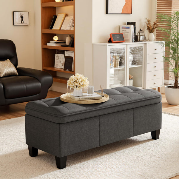47-Inch Storage Ottoman Bench with Legs