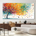 Tree of Life Canvas Wall Art – Colorful Butterfly Landscape, Multiple Sizes