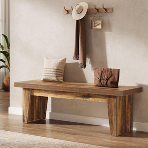 55" Farmhouse Entryway Bench – Dark Brown