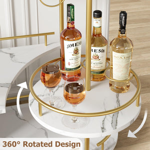 Gold 4-Tier Bar Cart with Wine Rack & Glass Holder