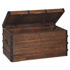 Wood Storage Trunk Coffee Table with Lift Top – Dark Brown