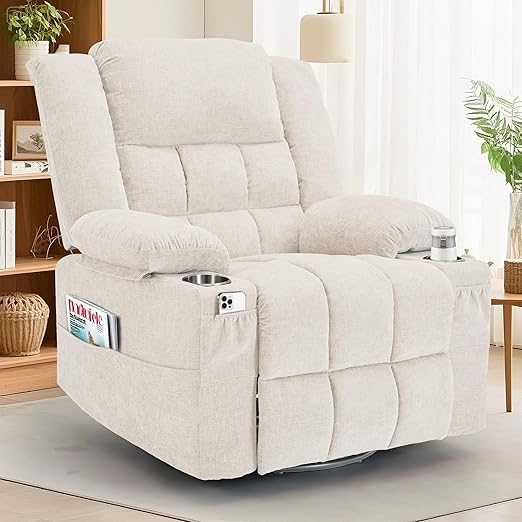 360° Swivel Rocker Recliner with Massage & Heating