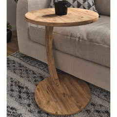 C Shaped End Table with Wheels - Round Rolling Side Table