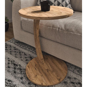 C Shaped End Table with Wheels - Round Rolling Side Table