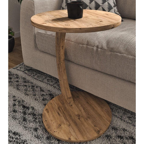 C Shaped End Table with Wheels - Round Rolling Side Table