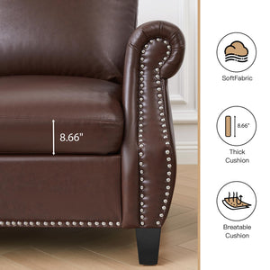 3-Piece PU Leather Sofa Set with Nailhead Trim