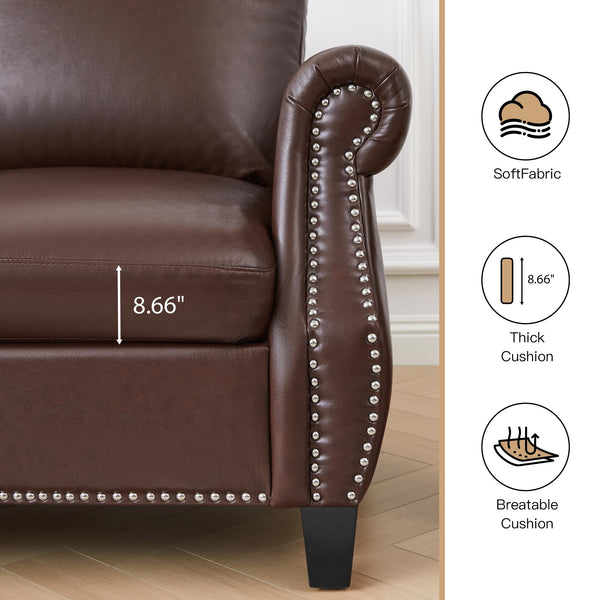 3-Piece PU Leather Sofa Set with Nailhead Trim