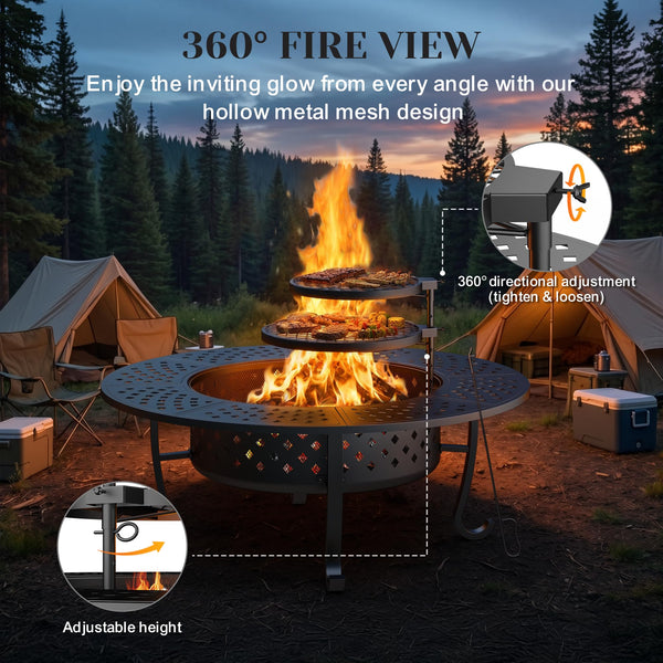 48-Inch Round Outdoor Wood-Burning Fire Pit