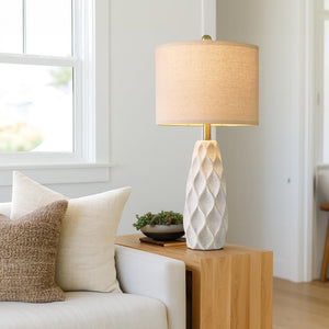 Ceramic Table Lamp Set of 2 — Boho Bedside Nightstand Lamp