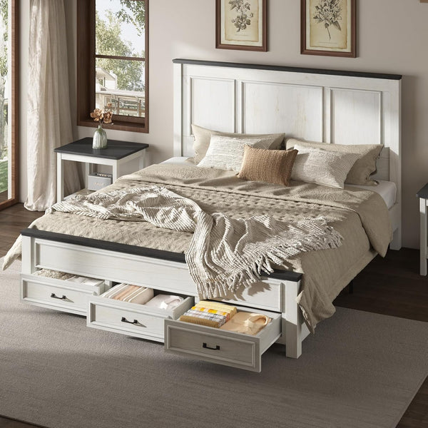 5-Piece King Farmhouse Bedroom Set with Dressers & Nightstands