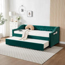 Twin Velvet Daybed with Pop-Up Trundle & USB Ports