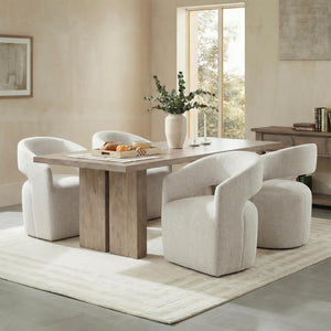 Upholstered Rolling Dining Chairs with Casters