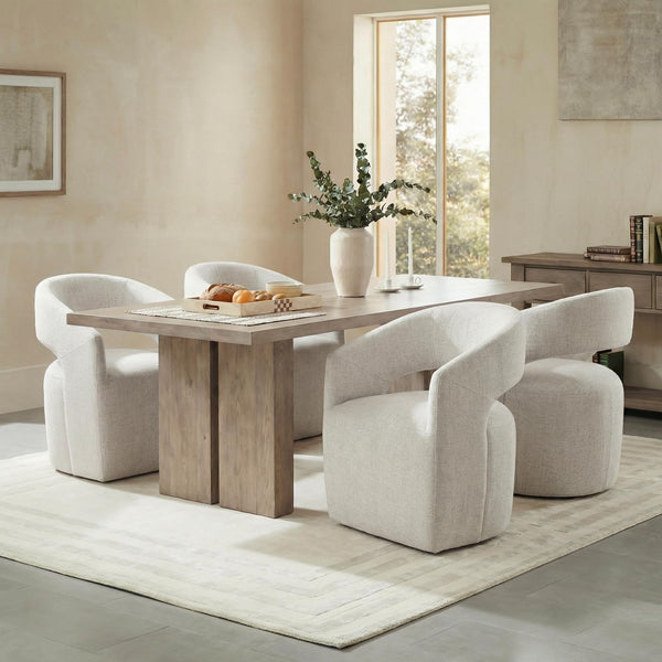 Upholstered Rolling Dining Chairs with Casters