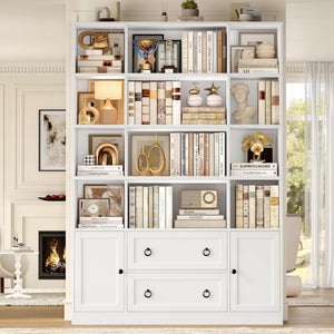 71 Inch Tall Bookcase with Doors and Drawers