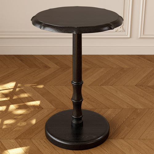 Solid Wood Round Pedestal Side Table