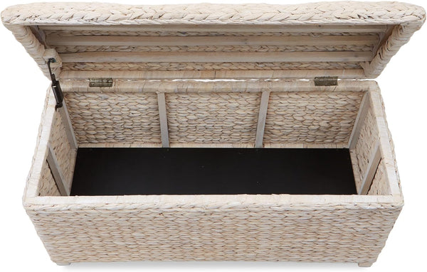 Water Hyacinth Storage Trunk with Curved Lid & Safety Hinge