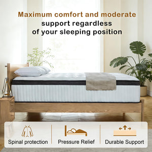 12-Inch Hybrid Memory Foam Mattress – Medium Firm, Pillow Top