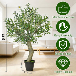 5 Ft Artificial Olive Tree Indoor