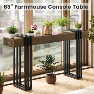 63" Console Table with Charging Station