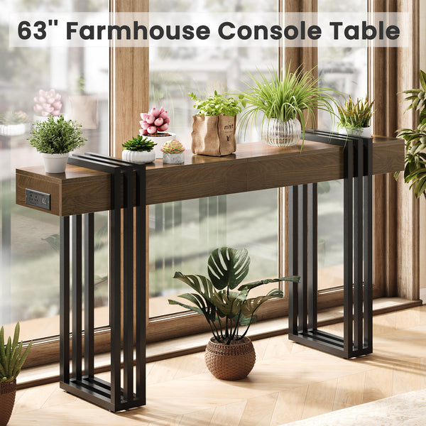 63" Console Table with Charging Station