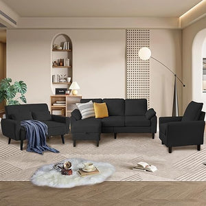 4-Piece Corduroy Living Room Set – Sofa, Loveseat & Ottoman
