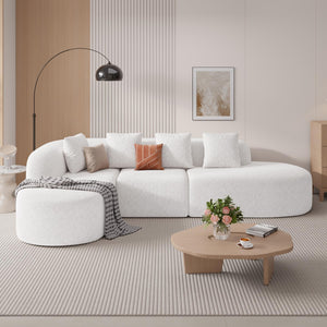 114" Curved Modular Sectional Sofa with Chaise, L-Shape, No Assembly