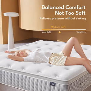 King Size Hybrid Mattress 12 Inch – Memory Foam, Zoned Coils, Edge Support